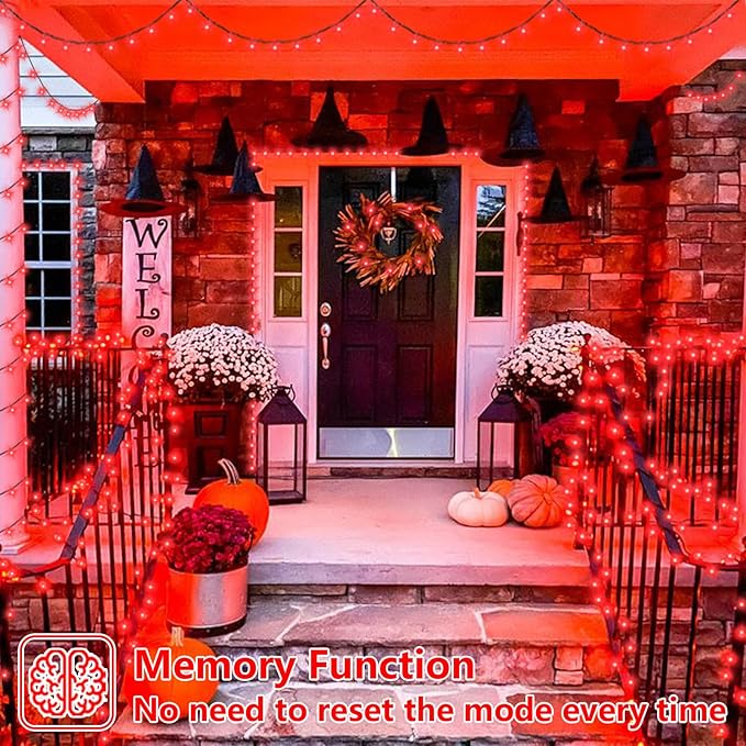 String Lights with 500 LEDs, 165 ft Red, IP44 Waterproof