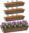 SPECILITE 30" Window Boxes Planters, Heavy Duty Metal Railing Planter Boxes, Adjustable Balcony Planters for Railing Hanging, with Coco Liner & Tool Set for Deck, Porch, and Patio Gardening (4 Pack)