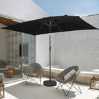 JEAREY 6.5x10 ft Rectangular Patio Umbrellas Rectangle Outdoor Umbrella with Push Button Tilt and Crank, Market Table Umbrella 6 Sturdy Ribs UV Protection for Poolside Garden Backyard Deck, Black