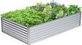 8x4x2FT Galvanized Raised Garden Bed,Galvanized Planter Boxes Outdoor, Large Metal Raised Garden Beds for Vegetables-Silver