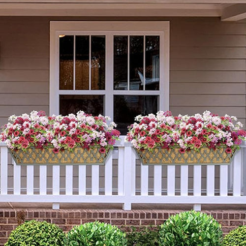2 Pack 24 Inch Window Boxes Planters Railing Planter Box with Adjustable Brackets for Porch Fence Patio Balcony Hanging Flower Baskets with Coco Liners for Outdoor Garden Decor - Dark Grey