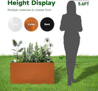 Corten Steel Corner Metal Planter Box L36 x W12 x D16 Rusted Garden Steel Planter Pot for Patio Modern Farmhouse Rustic Design (L36 x W12 x D16, Rusted)