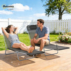 Outsunny 2 Piece Folding Chaise Lounge Chairs, Pool Sun Tanning Chairs with Reclining Back, Breathable Mesh Seat, Headrest for Beach, Yard, Patio, Black