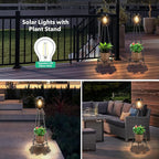Solar Lights with Plant Stand, Outdoor Floor Lamp, Waterproof Solar LED Edison Bulb Light Flower Shelf for Patio Porch Deck Yard Garden Decor-1 Pack