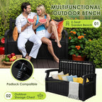 Greesum 80 Gallon Outdoor Storage Bench, Weather-Resistant Deck Box, Patio Furniture Bench for Backyard, Garden, Porch, Large Capacity Seat for Pillows Cushions Patio Accessories, Dark Black