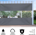 Outdoor Curtains, 7 x 10 ft Gray Waterproof Clear Vinyl Panel with Grommets