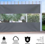 Outdoor Curtains, 7 x 10 ft Gray Waterproof Clear Vinyl Panel with Grommets