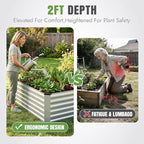 INNO STAGE 4x2x2ft Galvanized Raised Garden Bed, Raised Garden Bed Kit-Metal Planter Box Outdoor, Planting for Vegetables, Fruits, Herbs, Flowers, Silver