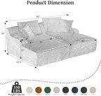 80" Double Chaise Lounge Chair Indoor, Oversized Boneless Couch Comfy Upholstered Sleeper Sofa Bed with 4 Pillows, Corduroy Cloud Loveseat Chair for Living Room No Assembly Required, White