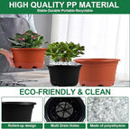5 Pack 8.5 inch Plant Pot,Outdoor Flower Pots,Plastic pots for Plants Indoor with Drainage Holes and Trays, Decorative Garden Containers Sets for Houseplants