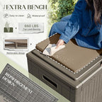 Greesum 100 Gallon Resin Deck Box Large Outdoor Storage with Cushions for Patio Furniture, Garden Tools, Pool Supplies, Weatherproof and UV Resistant, Lockable, Coffee