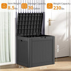 ROJIK 30Gallon Outdoor Storage Box - Waterproof Patio Furniture Deck Box, Garden Tools, Cushions, Pool Accessories Storage Bench with Lockable Lid and Side Handles (Black Rattan, 30 Gal)