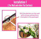 LaLaGreen Wall Planters - 16 Inch, 2 Pack Deck Railing Planter Boxes for Outdoor Plants, Window Flower Box with Coco Liners Metal Horse Troughs Fence Balcony Garden Herb Pot Patio Porch Over Rail