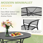 AECOJOY Outdoor Patio Dinning Table for 4, 37" Round Metal Patio Tables with 1.7" Umbrella Hole, Weather-Resistant Outside Table for Lawn Backyard Garden Porch Bistro Poolside Deck Dark Grey