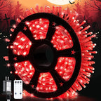 String Lights - 168 ft Red LED Halloween Lights with Remote, 600 Count