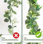 Artificial Greenery Garland, 5.9 Ft Eucalyptus and Boxwood Mix, Green