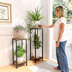 Plant Stand Indoor, 41'' Extra Tall Wood Plant Stands Heavy Duty Pedestal Stand for Indoor Outdoor, Modern Corner Flower Stand for Patio, Living Room, Balcony