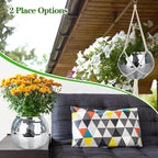 Disco Ball Planter, 1pcs 9” Silver Disco Ball Planter, Disco Ball Plant Hanger with Hanging Rope, Hanging Chain, Hook, Circle and Extra Mirror Pieces