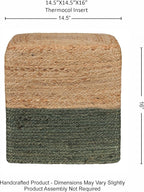 REDEARTH · Cube Pouf Foot Stool Ottoman - Jute Braided Pouffe Poof Accent Sitting Footrest for The Living Room, Bedroom, Nursery, Patio, Lounge - Set of 2 (14.5”x14.5”x16”; Natural Olive)