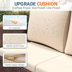 Wisteria Lane 5 Piece Outdoor Patio Furniture Sets, Wicker Conversation Set for Porch Deck, Brown Rattan Sofa Chair with Cushion