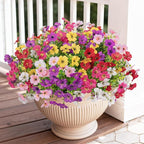 Bassion Artificial Flowers for Outdoors, 24 Bundles UV Resistant Fake Flowers Realistic Silk Faux Plants for Outdoor Planter Window Box Porch Patio Garden Home Outside Decorations