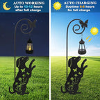 Solar Dog and Cat Lantern Garden Stakes - Outdoor Decorative Solar Lights for Yard, Patio, Pathway - Weatherproof Metal Pet Stake with Auto Night Lighting