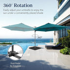 Best Choice Products 10ft Solar LED Offset Cantilever Hanging Market Patio Umbrella, Smooth 360° Rotation, 8 Sturdy Ribs, Easy Adjustment - Cerulean