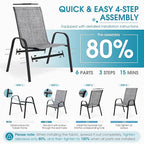 Outdoor Stackable Chairs Set of 8, Stacking Patio Chairs with Textilene Fabric, Outside Furniture for Garden Backyard Balconie Poolside Deck, Grey