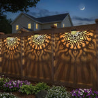 6 Pack Solar Fence Lights Outdoor Wall Lights Plastic Solar Powered Deck Step Stair Lights Mandala Theme Waterproof Fence Solar Light for Garden Post Patio Yard Decor, Gardening Gifts for Women Mom