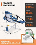 KingCamp Hammock Chair with Footrest – Heavy Duty Swinging Rocking Camping Chairs for Adults up to 400lbs, Folding Portable Oversized Rocker with Cup Holder & Pillow for Outdoor Beach Lawn RV Sports