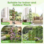 2026 Updated Garden Obelisk Trellis for Climbing Plants Outdoor, 6.3 FT Tomato Cage, Rose, Flowers, Grape, Pea, Cucumber Trellis, Rustproof Plastic Coated Metal Plant Support Trellis for Potted Plants