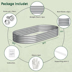 2PCS 8x4x1FT Galvanized Raised Garden Bed Kit,Vegetable Boxes-Oval Metal Flower Box,Large Planter Raised Beds Outdoor Garden for Planting,Fruit,Herb-Silver