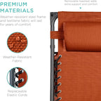 Best Choice Products Folding Zero Gravity Outdoor Recliner Patio Lounge Chair w/Adjustable Canopy Shade, Headrest, Side Accessory Tray, Textilene Mesh - Burnt Orange