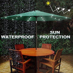 Blissun 9 ft Solar Umbrella, Patio Umbrella with 32 LED Lights, Outdoor Table Market Umbrella for Garden, Deck, Backyard (Seaglass)