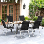 Patio Chairs Set of 6, Easily Set Up Stackable Outdoor Dining Chairs with High Back and Wide Seat, All Weather Breathable Outdoor Chairs Set of 6 with Metal Frame for Backyard Deck Pool, Black