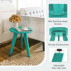 HDPS Outdoor Side Table, Small Round Side Table Weather-Resistant, Outdoor Side Tables for Patio, Porch, Deck, End Table for Plant Stand, Living Room, Bedroom, Turquoise