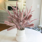 7 PCS Artificial Stems Fake Plants for Spring Summer Decor, 26 in Fake Leaves Greenery Branches Purple Silk Flowers Faux Foliage DIY Stems for Vase Home Kitchen Farmhouse Indoor Table Centerpiece