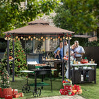 ABCCANOPY Grill Gazebo with Extra Awning - 11x5 Outdoor BBQ Canopy Shelter with 2 Led Lights for Patio Backyard Grilling (Khaki)