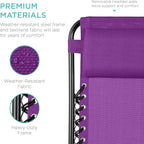 Best Choice Products Set of 2 Adjustable Steel Mesh Zero Gravity Lounge Chair Recliners w/Pillows and Cup Holder Trays - Amethyst Purple