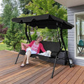 Porch Swing, 3-Person Patio Swing with Adjustable Canopy, Black
