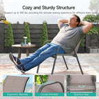 Patio Chairs Set of 2, Easily Set Up Stackable Outdoor Dining Chairs with High Back and Wide Seat, All Weather Breathable Outdoor Chairs Set of 2 with Metal Frame for Backyard Deck Pool, Brown