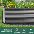 Land Guard 8x4x3ft Rectangular Galvanized Raised Garden Beds, Large-Capacity Metal Planter Box Outdoor, Durable Deep Raised Garden Bed 3ft Tall, Raised Beds for Gardening Vegetables, Modern Gray