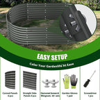 A ANLEOLIFE 7-Set 8X4X2 ft Galvanized Raised Garden Bed Kit, Oval Metal Deep Root Planters for Outdoor Plants, Quartz Grey