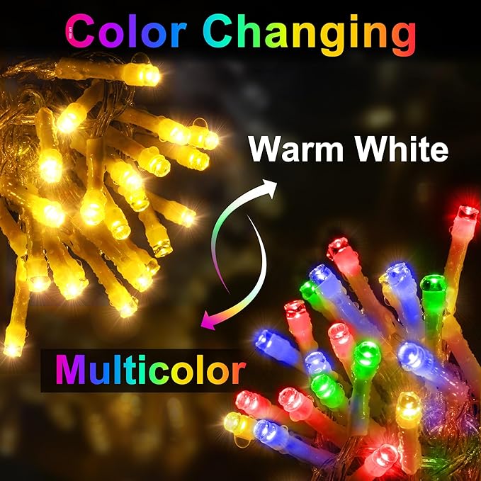String Lights, 400 LED, 33 ft, Color Changing Warm White to Multicolor