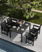 SERWALL Outdoor Expandable Dining Table 60" - 83", Patio Dining Table for 4-10 People, All Weather HDPE and Aluminum Outdoor Furniture for Backyard, Garden, Black