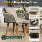 Merax 5 Pieces Patio Furniture Chair Sets, Patio Conversation Set with Wicker Cool Bar Table, Ottomans,Outdoor Furniture Bistro Sets for Porch,Backyard,Balcony,Poolside Brown