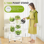 5 Tier Plant Stand Indoor, Tiered Plant Stand Outdoor for Multiple Plants, Corner Plant Shelf for Patio Balcony Porch Garden Living Room House,White