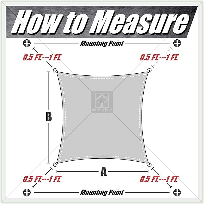 ColourTree TAPR1616 Custom Size 9' x 19' Green Sun Shade Sail Canopy UV Block UPF50 Rectangle - Commercial Standard Heavy Duty - 190 GSM - 3 Years Warranty