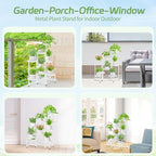 iDavosic.ly Plant Stand Indoor Outdoor, 8 Tier Corner Metal Flower Display Holder Shelf, Easy Assembly Folding Tall Orchid Rack for Patio Balcony Porch Garden Living Room House, White