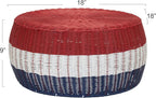 Household Essentials Handwoven Resin Ottoman Table, Red, White and Blue